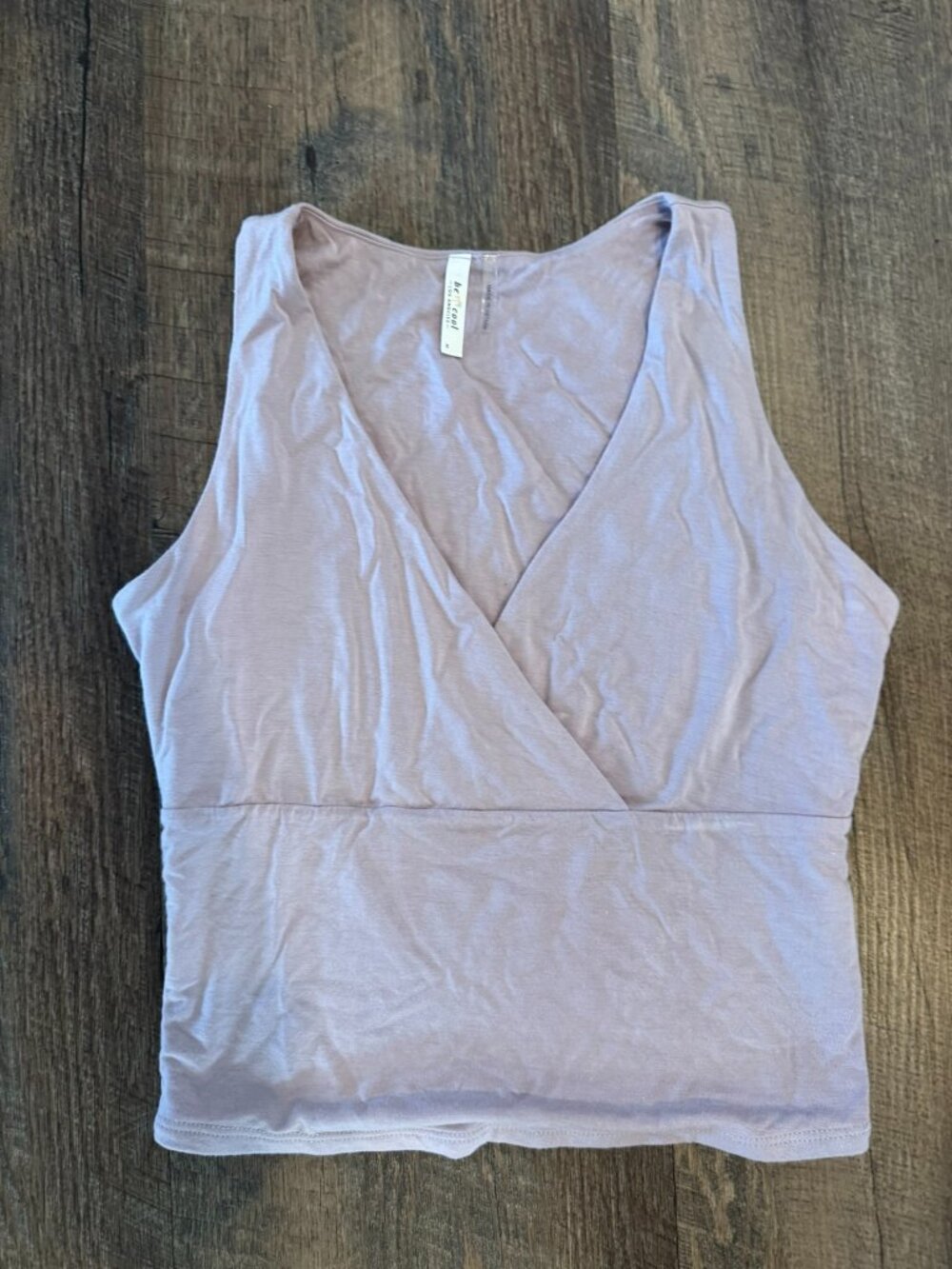Be Cool Basic V-Neck Lilac Light Purple Cropped Tank Top - Women's Size Medium